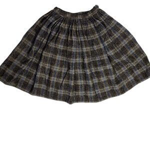 VINTAGE 70s plaid skirt handmade dark academia wool circle XS‎